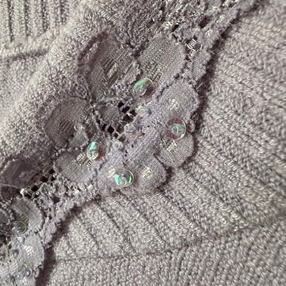 Vintage Knit Capelet Womens MEDIUM Sequin Lace Boho Cottagecore Retro Wedding - Picture 4 of 8